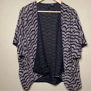 New Directions Open Front Cardigan Women 2X Black Tan Lined Office Church